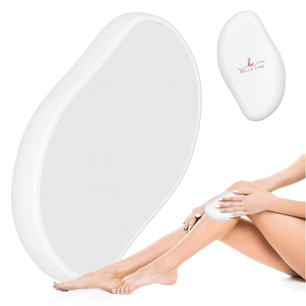 Bella Ciao Buff N' Bare Crystal Hair Eraser for women, a sleek hair removal device with a crystal surface for smooth skin.