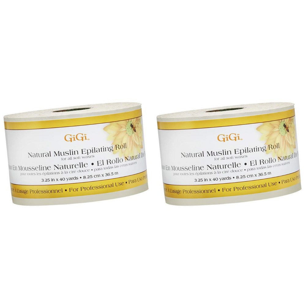 GiGi Natural Muslin Epilating Roll for hair removal, 3.25 ft x 40 yards, used for waxing and epilation treatments.