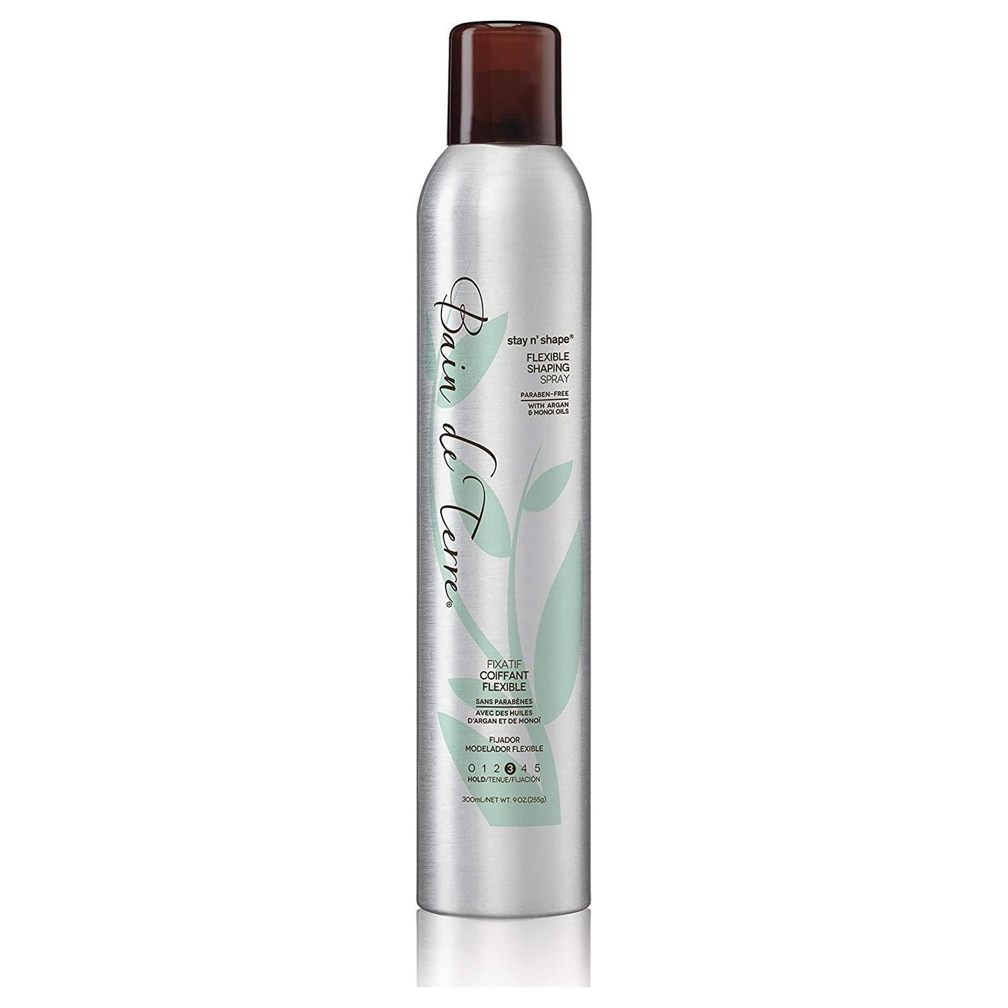 Bain De Terre Stay N' Shape flexible shaping hair spray in 300 ml bottle, lightweight styling for flexible hold