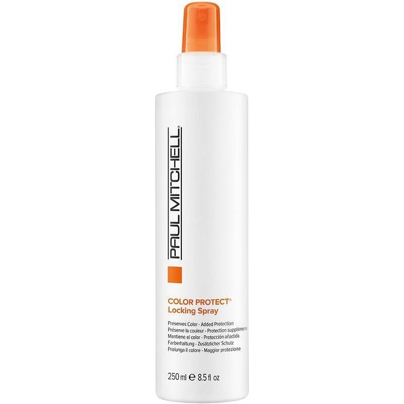 Paul Mitchell Color Protect Locking Spray hair spray in 8.5 fl oz bottle, designed to protect and hold colored hair.