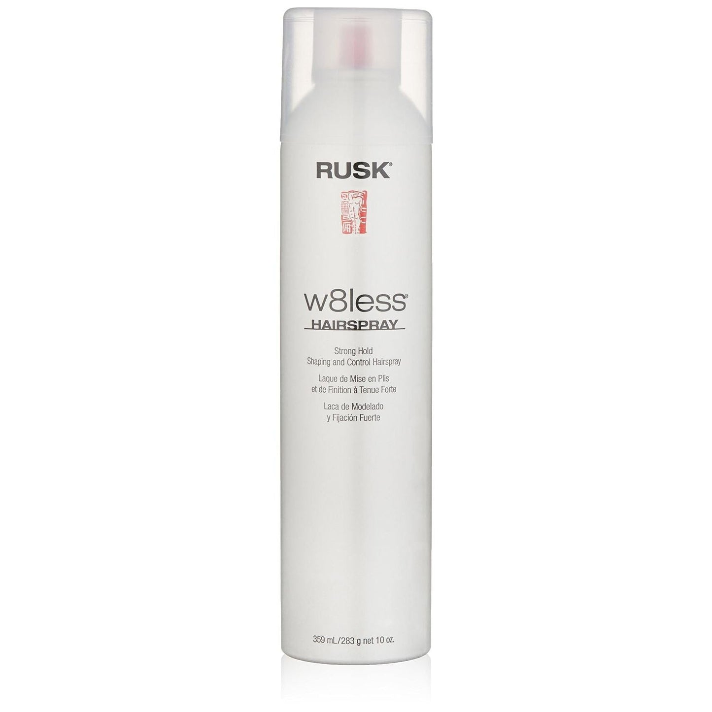 Rusk W8less Plus Hairspray by Pasteur Pharmacy, strong hold styling and control hair spray in a spray bottle.