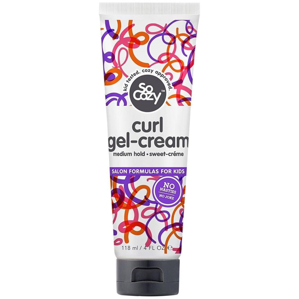 SoCozy Curl Gel-Cream for soft, touchable curls, medium hold, moisturizing hair styling product with sweet citrus scent.