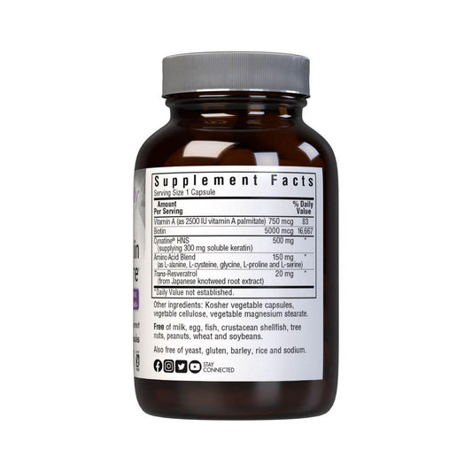 Bluebonnet Beautiful Ally Keratin Care Hair Supplement by Pasteur Pharmacy, 30 vegetable capsules for healthy hair support.