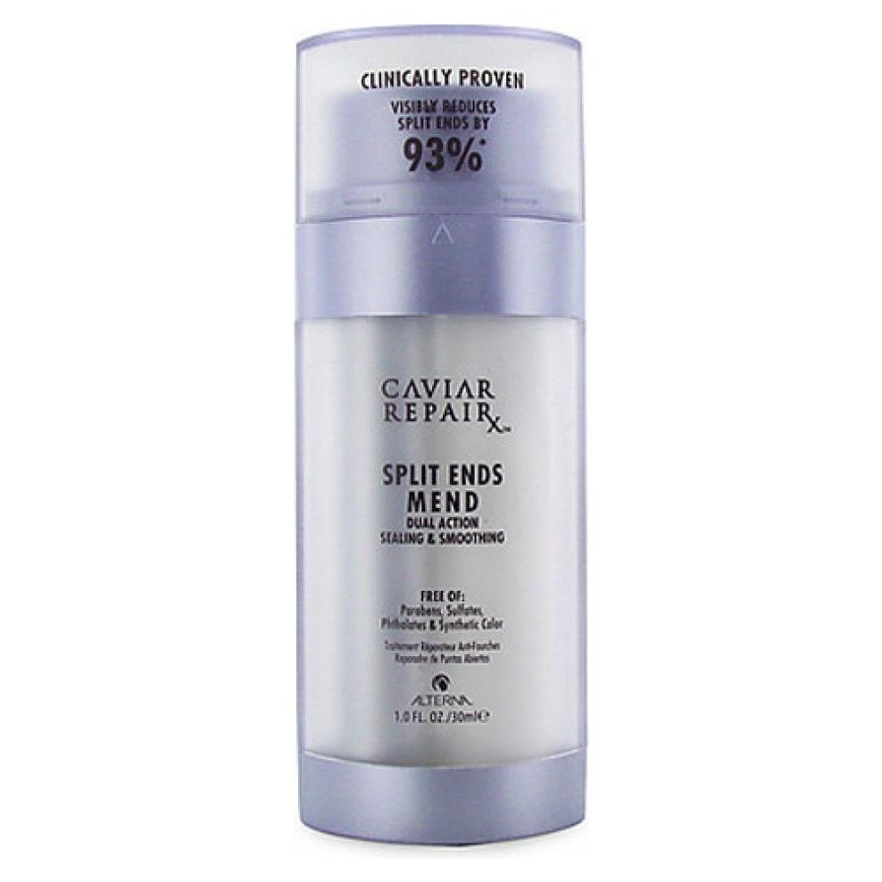 Alterna Caviar Repair Rx Split Ends Mend hair treatment in a 1oz jar, designed to repair and strengthen damaged hair.