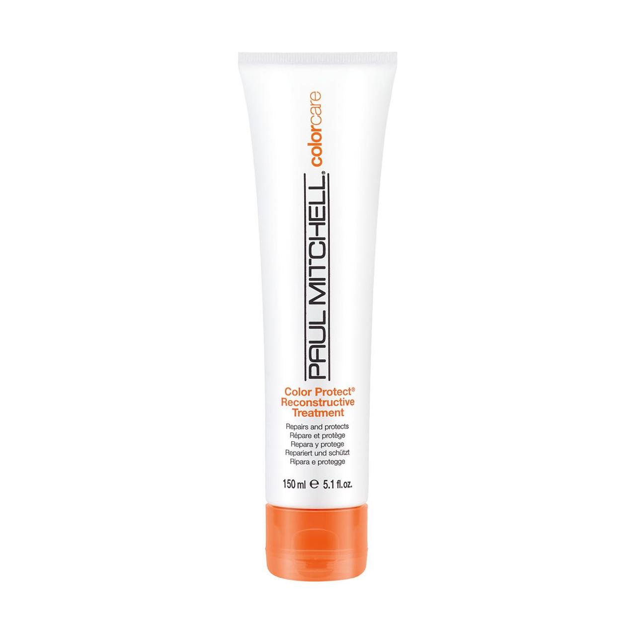 Paul Mitchell Color Protect Reconstructive Hair Treatment in 5.1 oz bottle, designed to strengthen and protect colored hair.