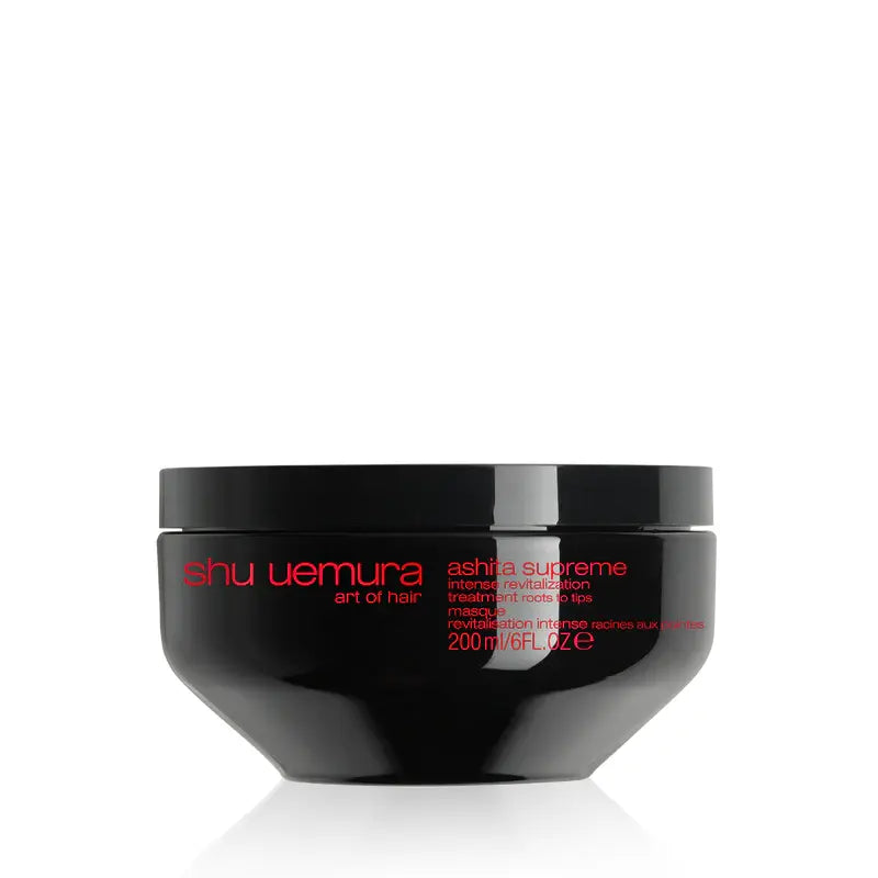 Shu Uemura Ashita Supreme Intense Revitalization Hair Treatment 200ml, nourishing and revitalizing hair care product with sleek bottle design