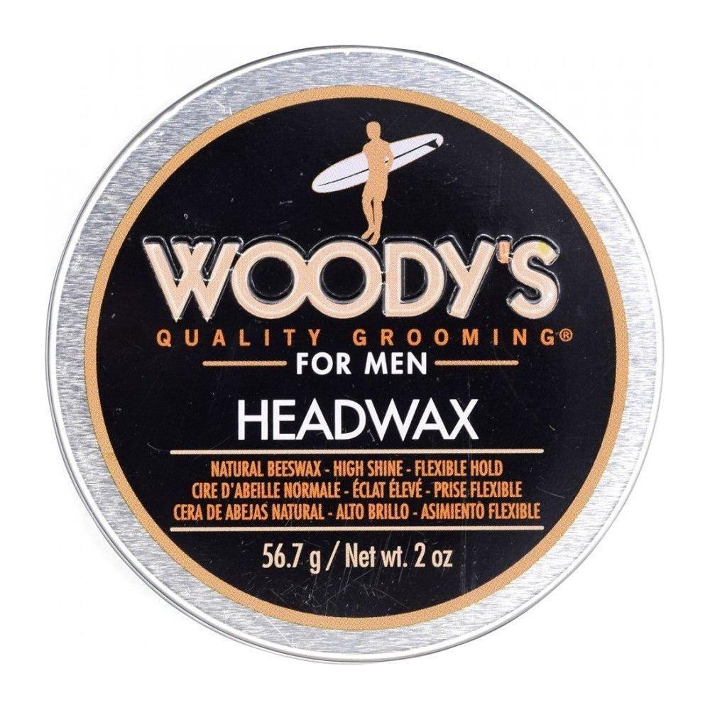 Woody's For Men Headwax High Shine hair wax by Pasteur Pharmacy, flexible hold and glossy finish in 56.7g jar.