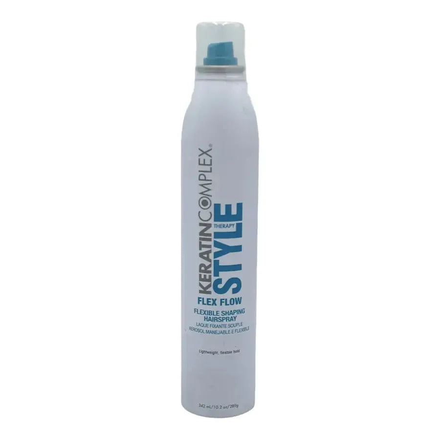 Keratin Complex Style Therapy Finishing Hairspray by Pasteur Pharmacy, flexible hold, 342ml bottle with spray nozzle.