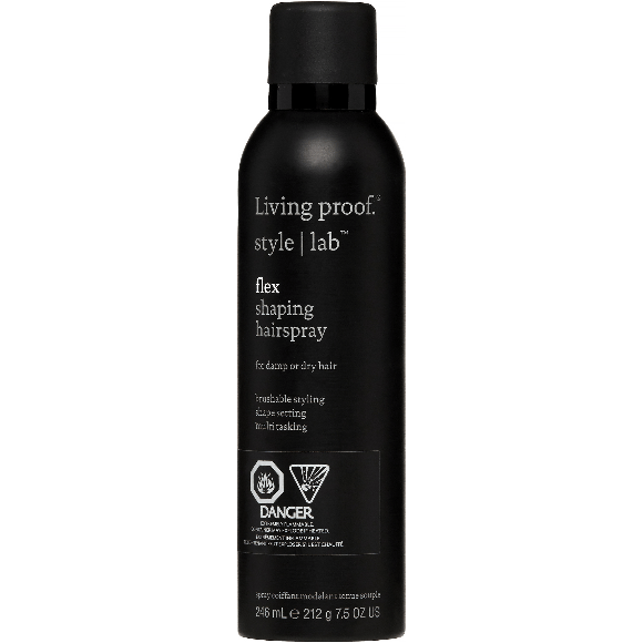 Living Proof Flex Shaping Hairspray 7.5 oz bottle with spray nozzle, designed for flexible hold and styling hold