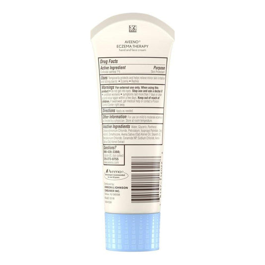 Aveeno Active Naturals Eczema Therapy Hand Cream in a 2.6 oz tube, moisturizing and soothing dry, irritated skin on hands.