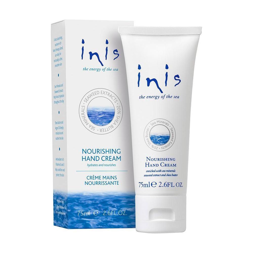 Inis Nourishing Hand Cream 75ml tube from Pasteur Pharmacy, featuring smooth, hydrating formula for soft, healthy hands.