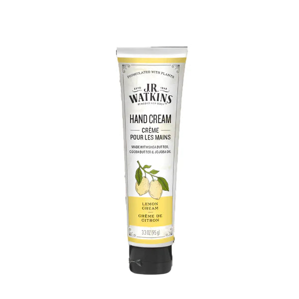 J.R. Watkins Lemon Cream Hand Cream in 3.3 oz tube, moisturizing hand cream with lemon scent from Pasteur Pharmacy
