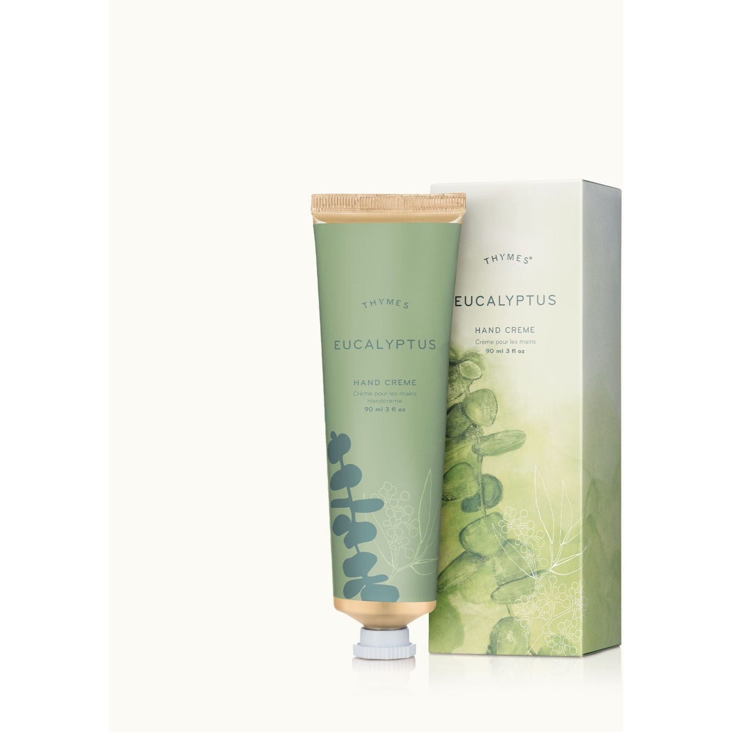 Eucalyptus scented Thymes hand creme in a 3oz tube, moisturizing hand care product from Pasteur Pharmacy.