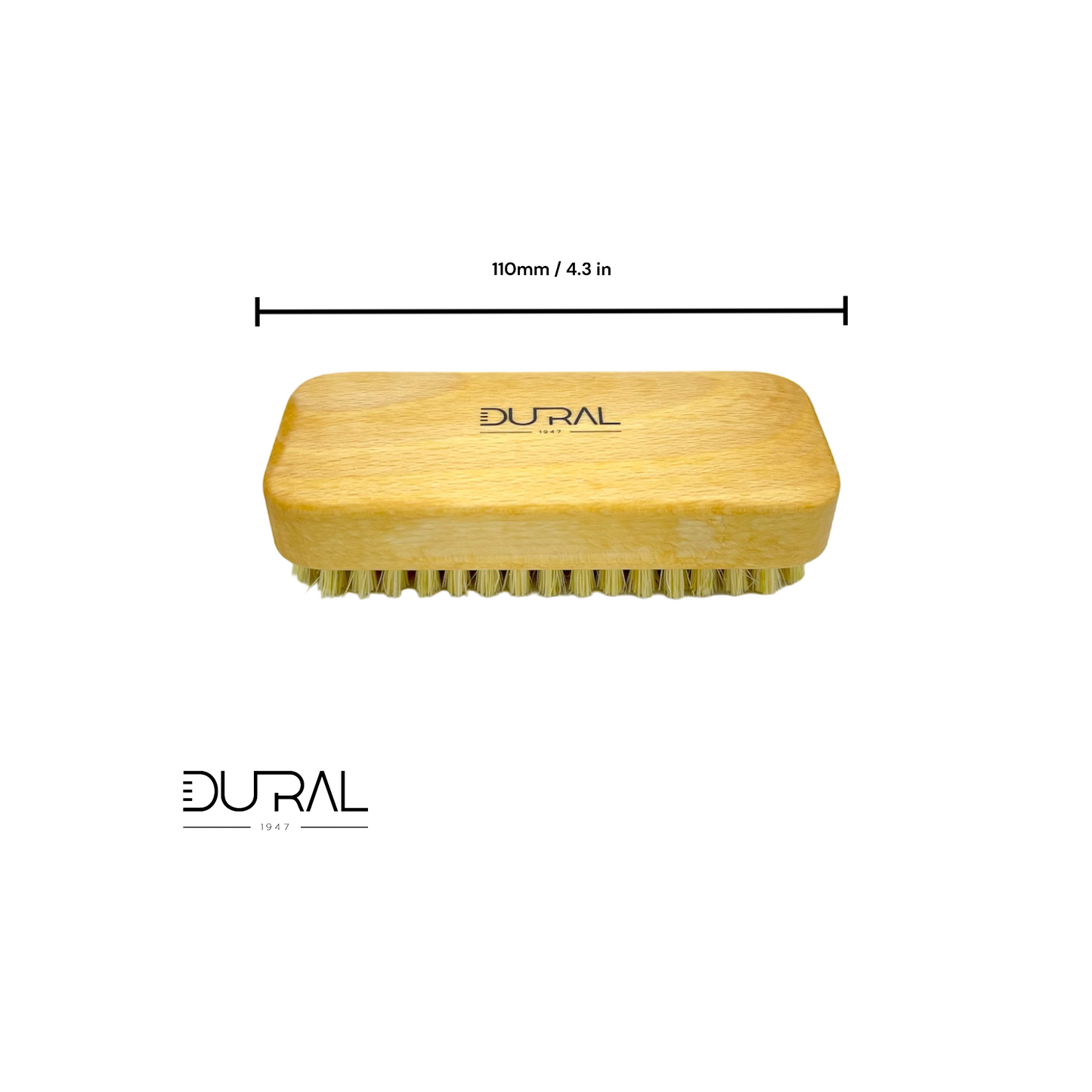 Dural Beech Wood Craftsman Hand & Nails Brush with 6 rows, natural wood handle, used for cleaning hands and nails.