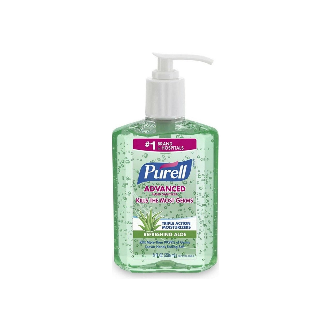 Purell Advanced Hand Sanitizer Gel with Aloe in a 2 fl oz bottle, pasteur-pharmacy branded, designed for hand hygiene.