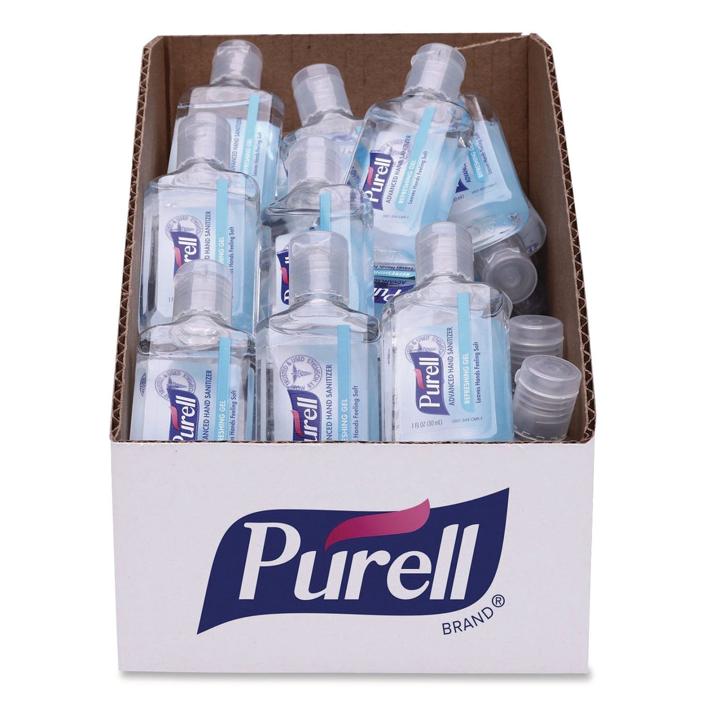 Purell Advanced Refreshing Gel Hand Sanitizer with clean scent in a 1oz bottle, from Pasteur Pharmacy.