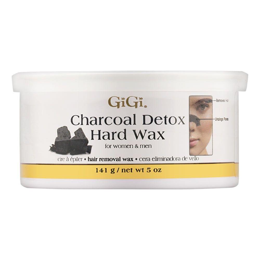 Gigi Charcoal Detox Hard Wax by Pasteur Pharmacy, 5 oz jar for hair removal, featuring a charcoal detox formula.