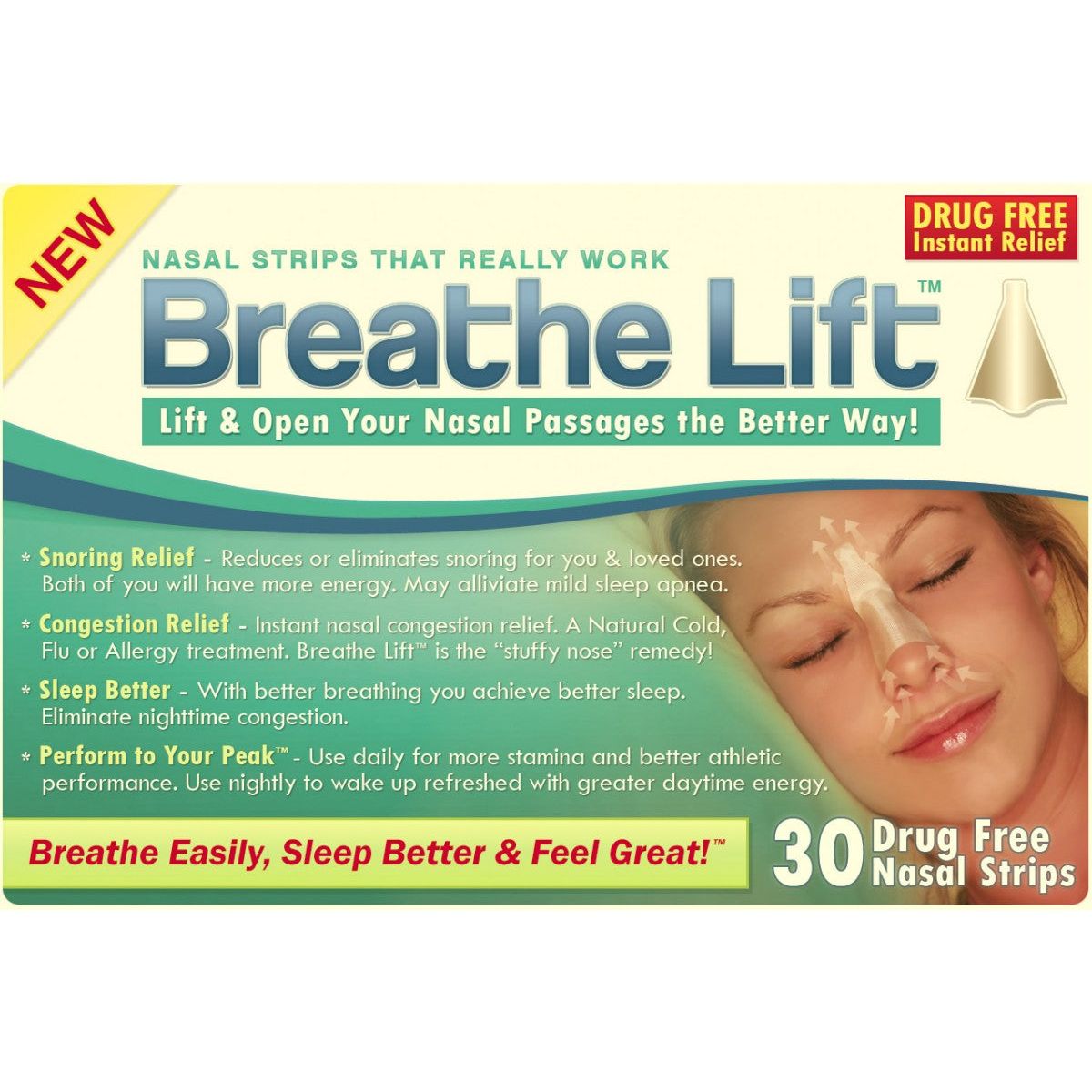 Breathe Right Extra Tan nasal strips box, 26 count, from Pasteur Pharmacy, designed to help open nasal passages for easier breathing.