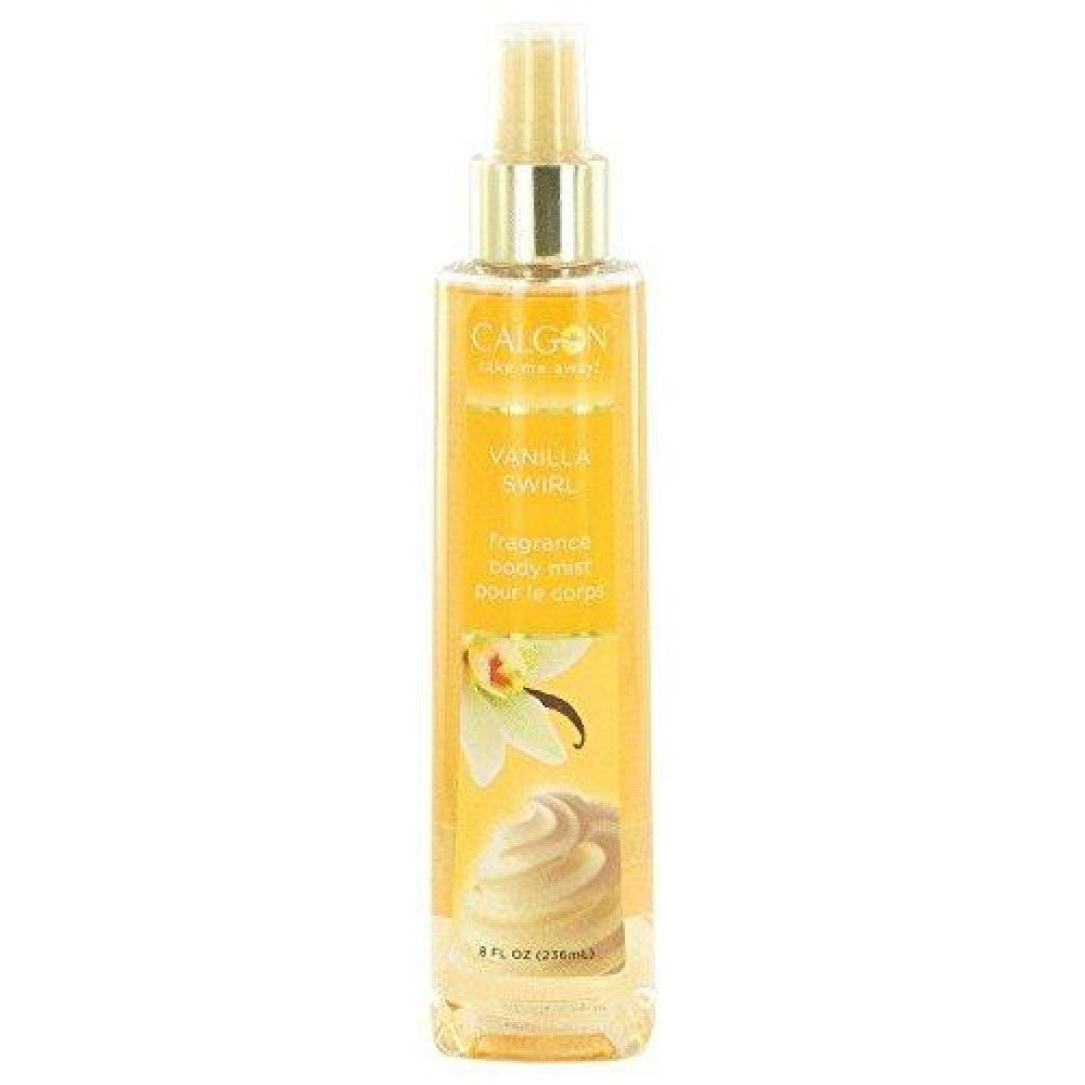 Calgon Vanilla Swirl Body Mist from Pasteur Pharmacy, featuring a floral spray bottle with vanilla and swirl design.
