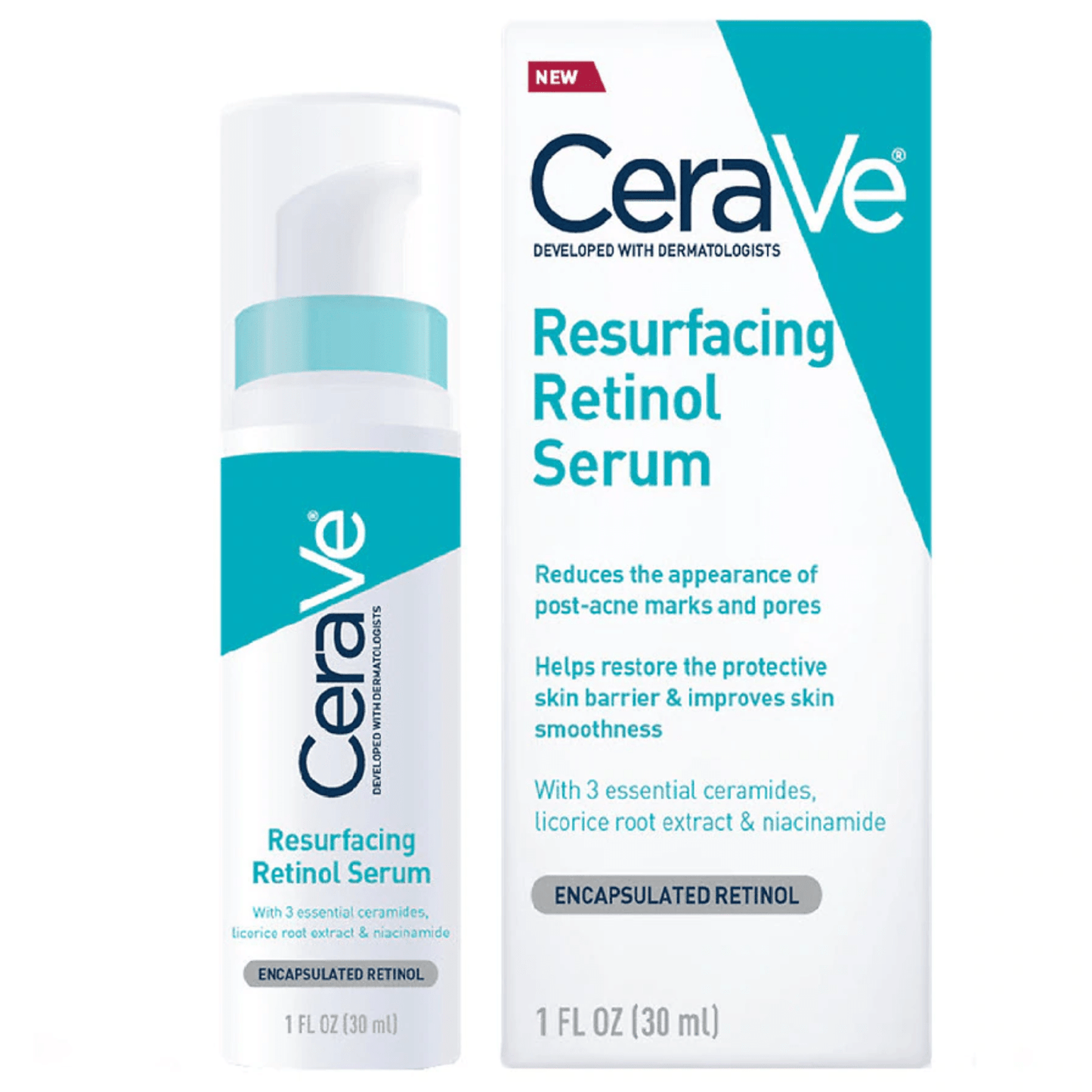 CeraVe Resurfacing Retinol Serum in a 1 Fl Oz bottle, designed for skin renewal and smoother texture in health and beauty.