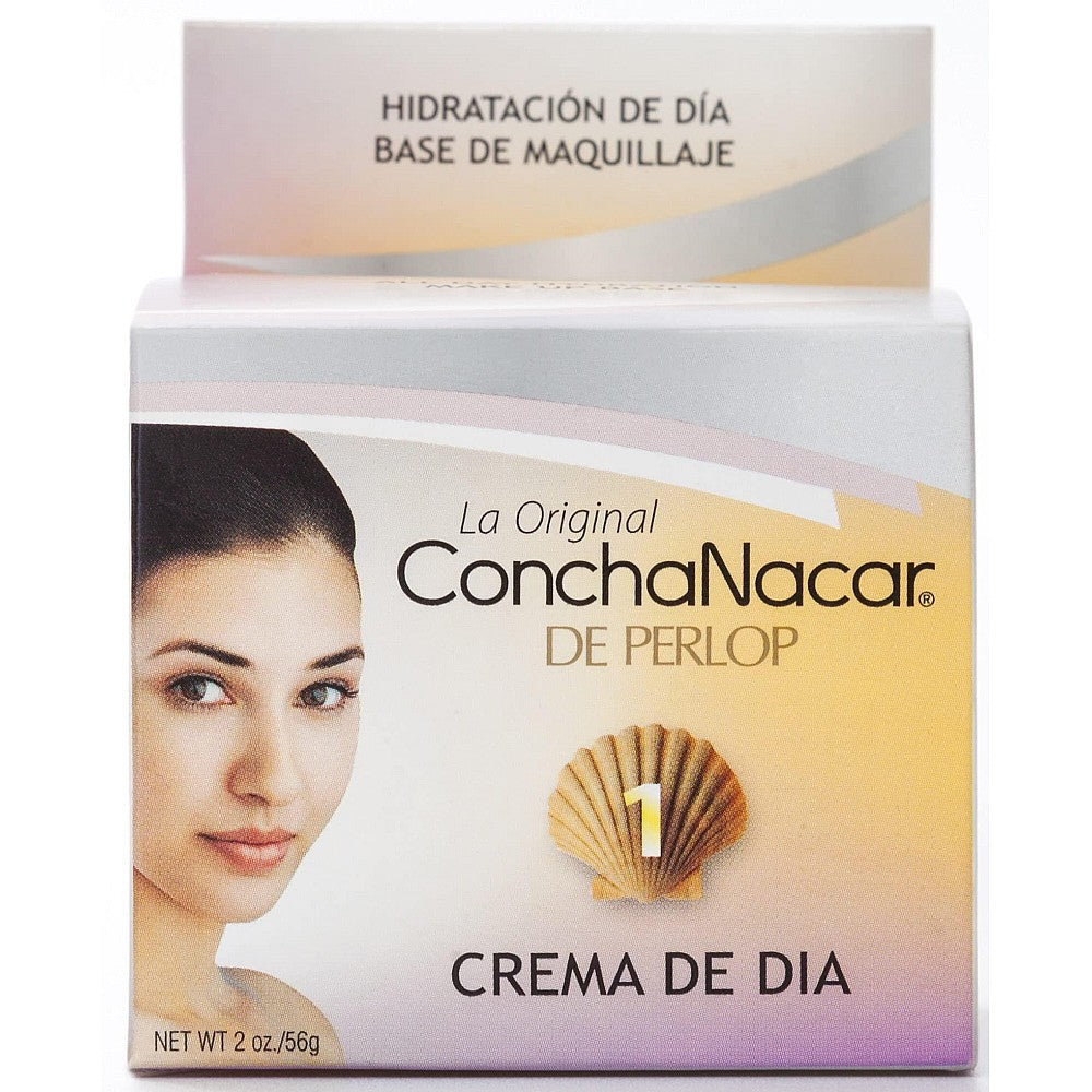 ConchaNacar Crema De Dia No.1 day cream in 2 oz jar, health and beauty product with white cream visible in the container.