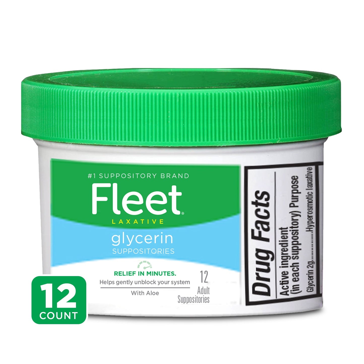 Fleet Laxative Glycerin Suppositories for adult constipation, health and beauty product by Pasteur Pharmacy, shown in the image.