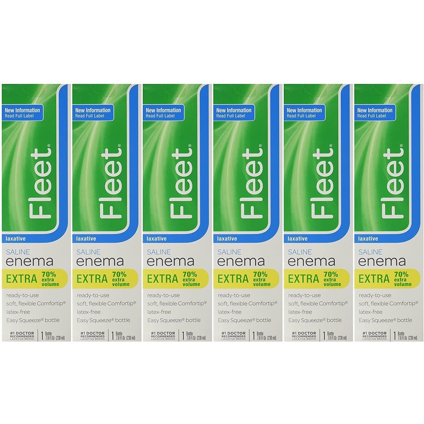 Fleet Laxative Saline Enema for adults, 7.8 fl oz bottle, used for relieving constipation, by Pasteur Pharmacy.