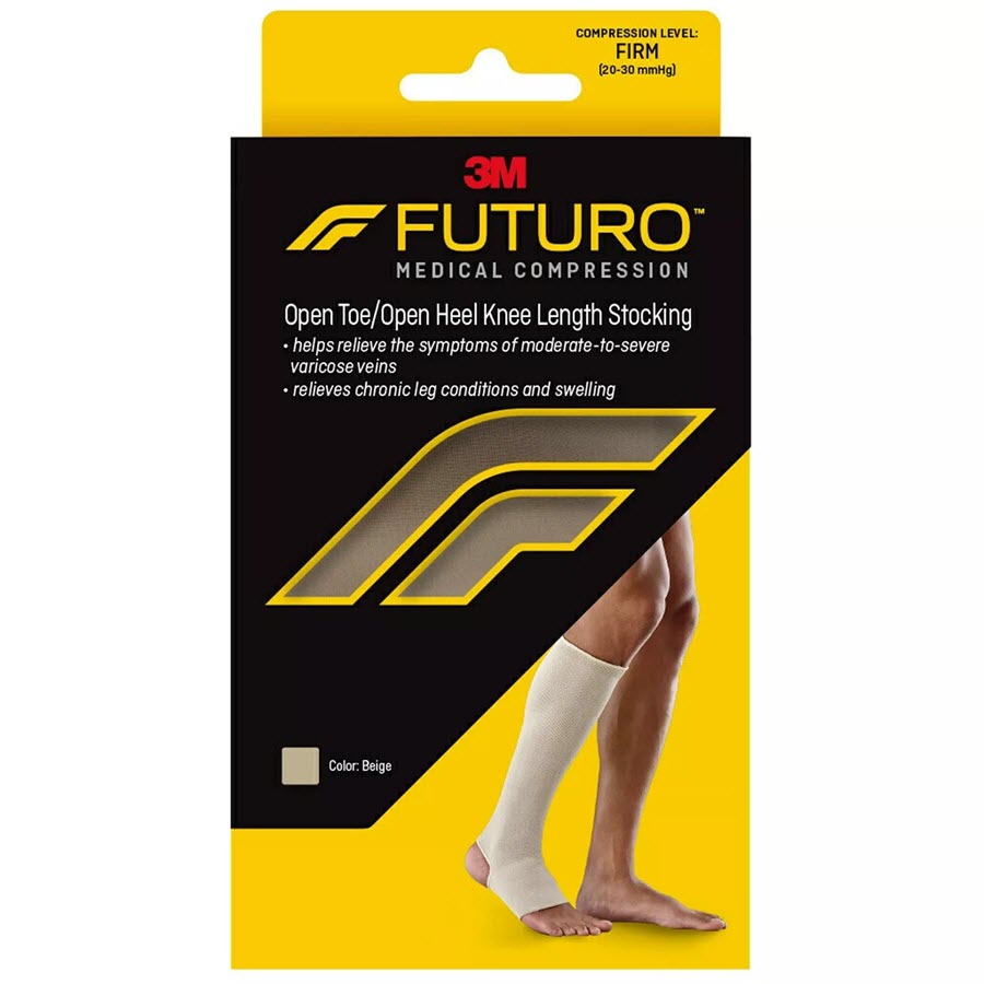 Futuro unisex therapeutic open toe stocking in large size, designed for health and compression therapy, shown on a white background.