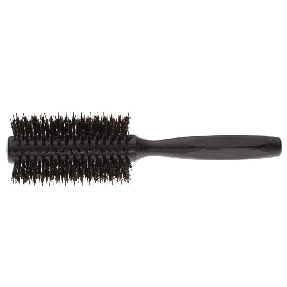 Giorgio Janeke Srl Jäneke round hairbrush with natural and nylon bristles, wooden handle in black, for health and beauty.