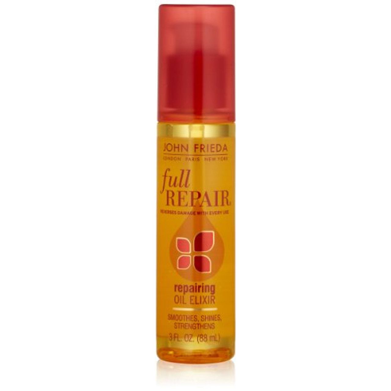 John Frieda Full Repair Repairing Oil Elixir 3 oz bottle, nourishing hair treatment for damaged hair, part of health and beauty products.