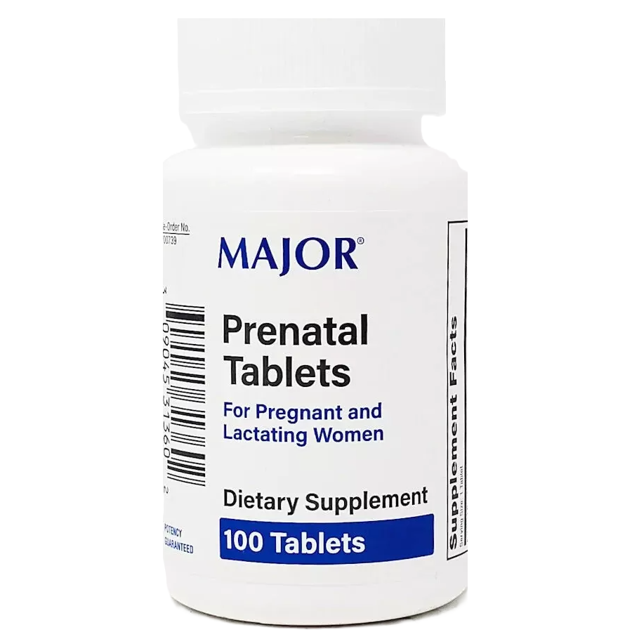 Bottle of Major Prenatal Tablets by Pasteur Pharmacy, 100 health and beauty supplements for prenatal health.