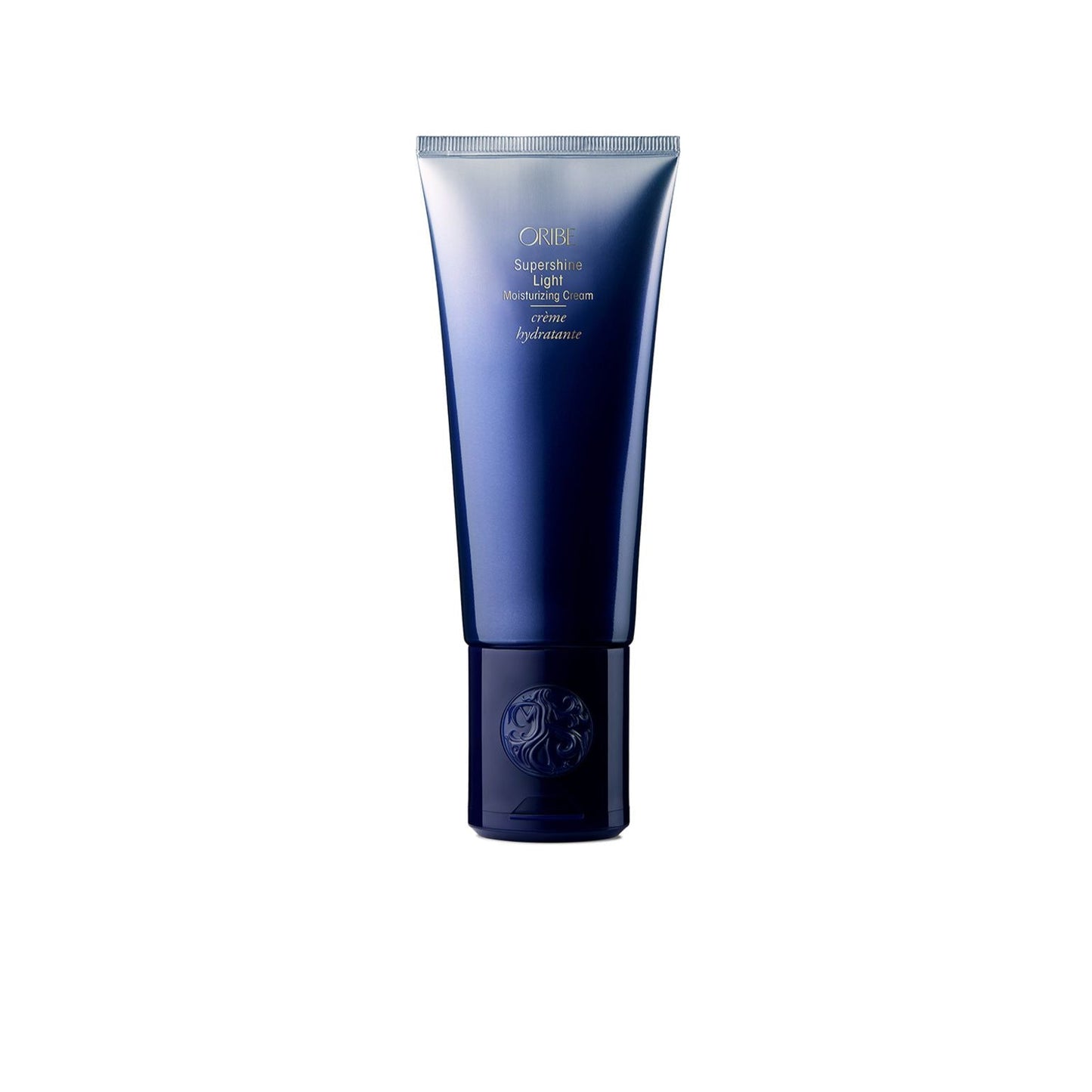 Oribe Supershine Light Moisturizing Cream in a sleek jar, designed for healthy, shiny hair and lightweight hydration.