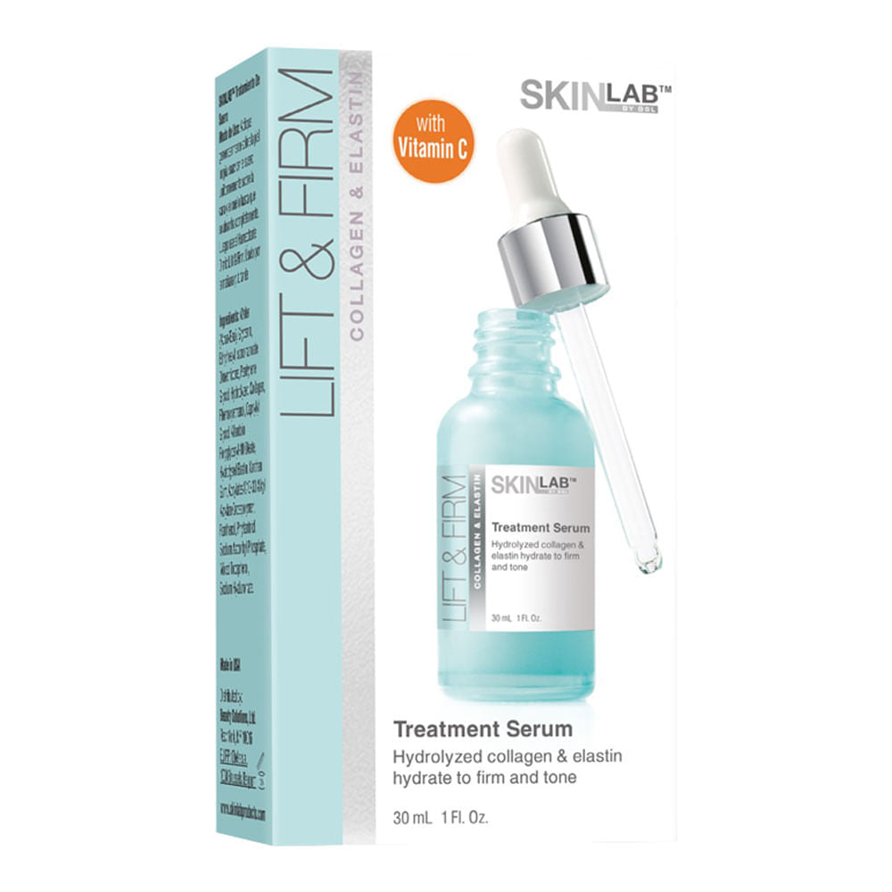 Skinlab Lift & Firm Treatment Serum by Pasteur Pharmacy with collagen and elastin, 1 oz, for skin tightening and anti-aging.