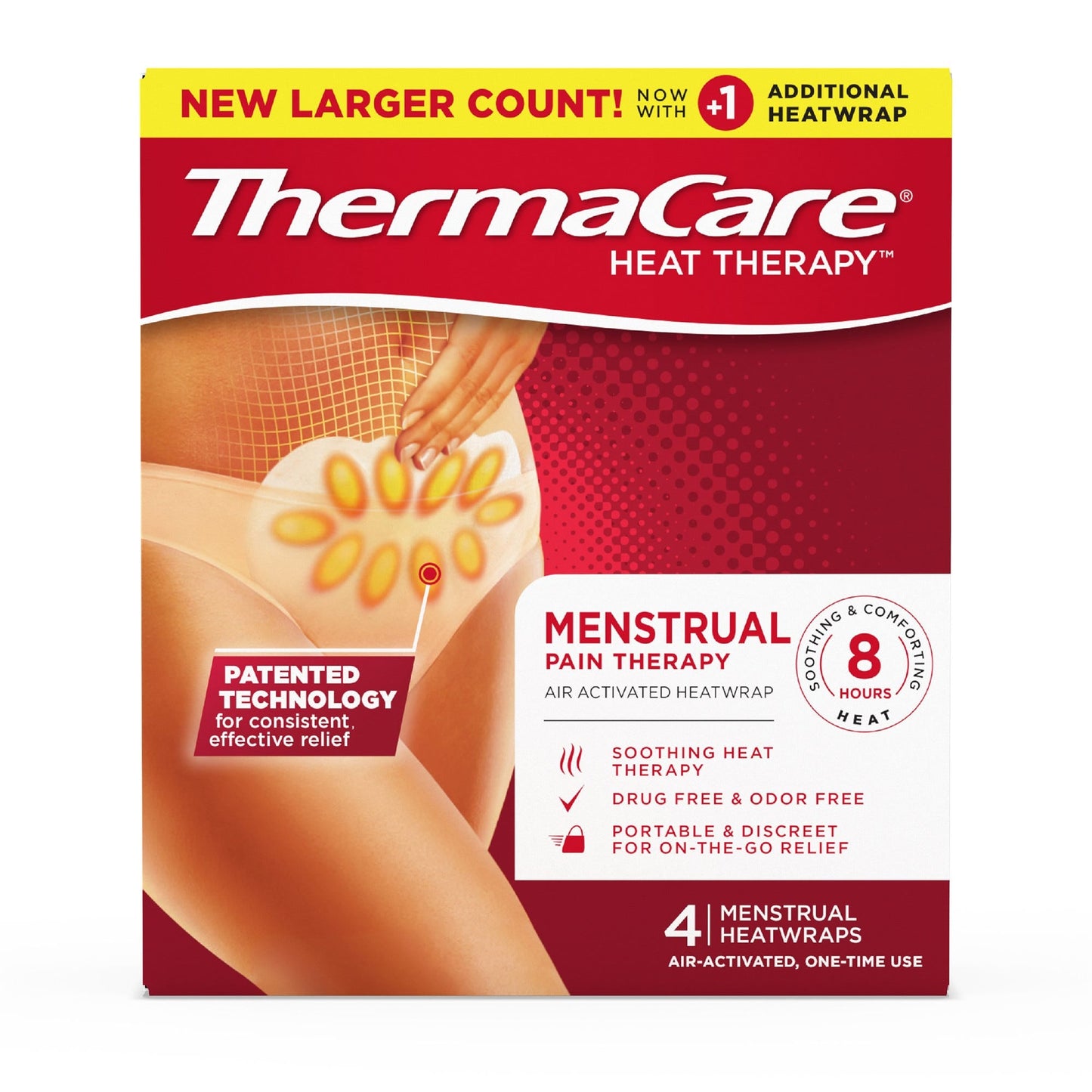 ThermaCare menstrual heatwrap from Pasteur Pharmacy providing targeted pain relief for menstrual discomfort.