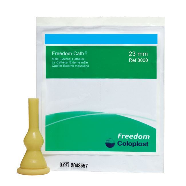 Coloplast Freedom Cath male external catheter, flexible health care device for male urinary management, shown in the image.