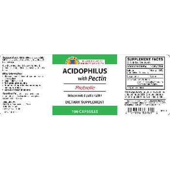 Health Star® Acidophilus with Pectin probiotic supplement in a bottle, designed for digestive health, from Pasteur Pharmacy.