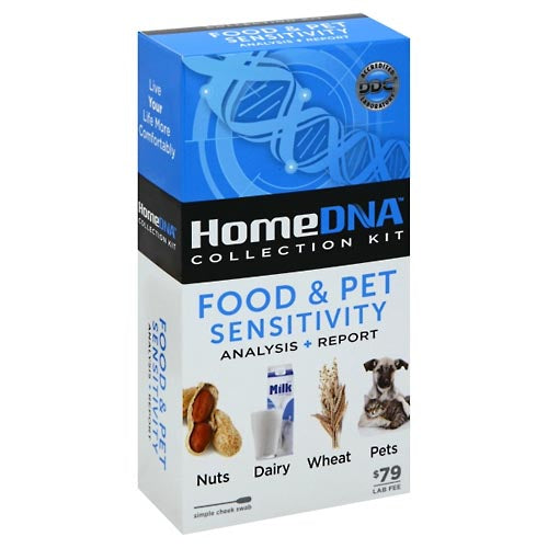 HomeDNA Food & Pet Sensitivity DNA Test Kit by Pasteur Pharmacy for at-home health and allergy testing of food and pet sensitivities.