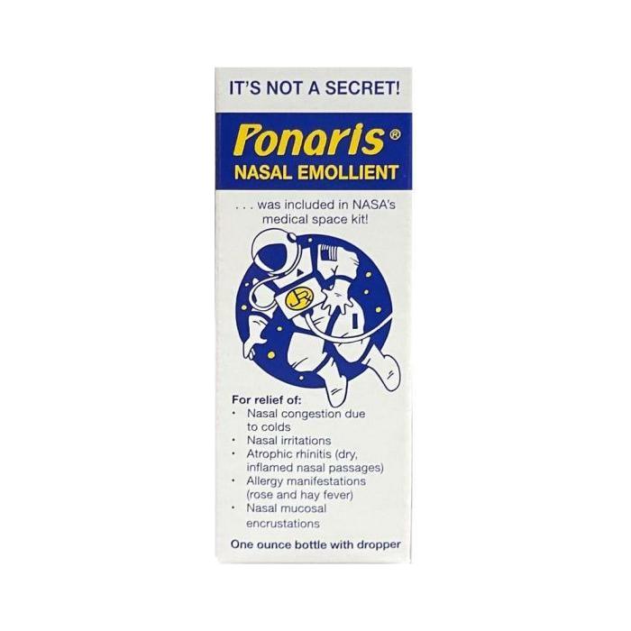 Ponaris Nasal Emollient 30ml bottle from Pasteur Pharmacy, used for nasal moisture and relief from dryness.