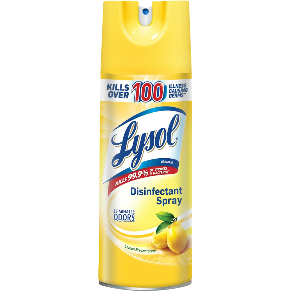 Lysol Disinfectant Spray Lemon Breeze by Pasteur Pharmacy, 12.5 oz, antibacterial and antiviral household disinfectant.