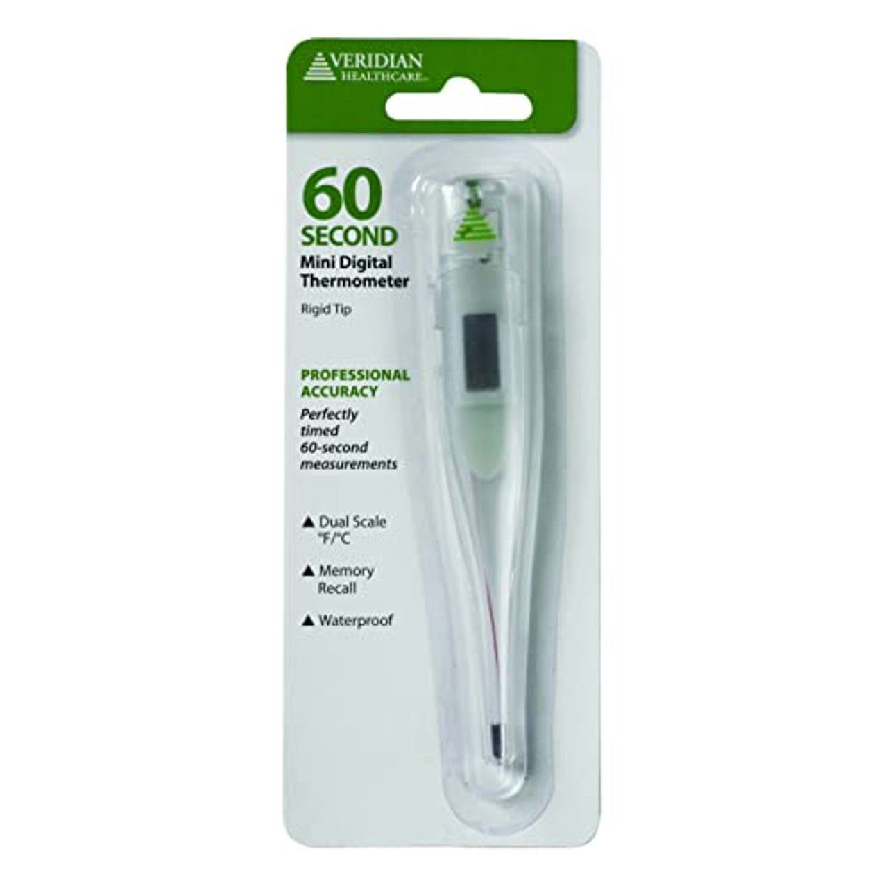 Veridian Healthcare 60-Second Mini Digital Thermometer for household temperature measurement, compact and easy to use.