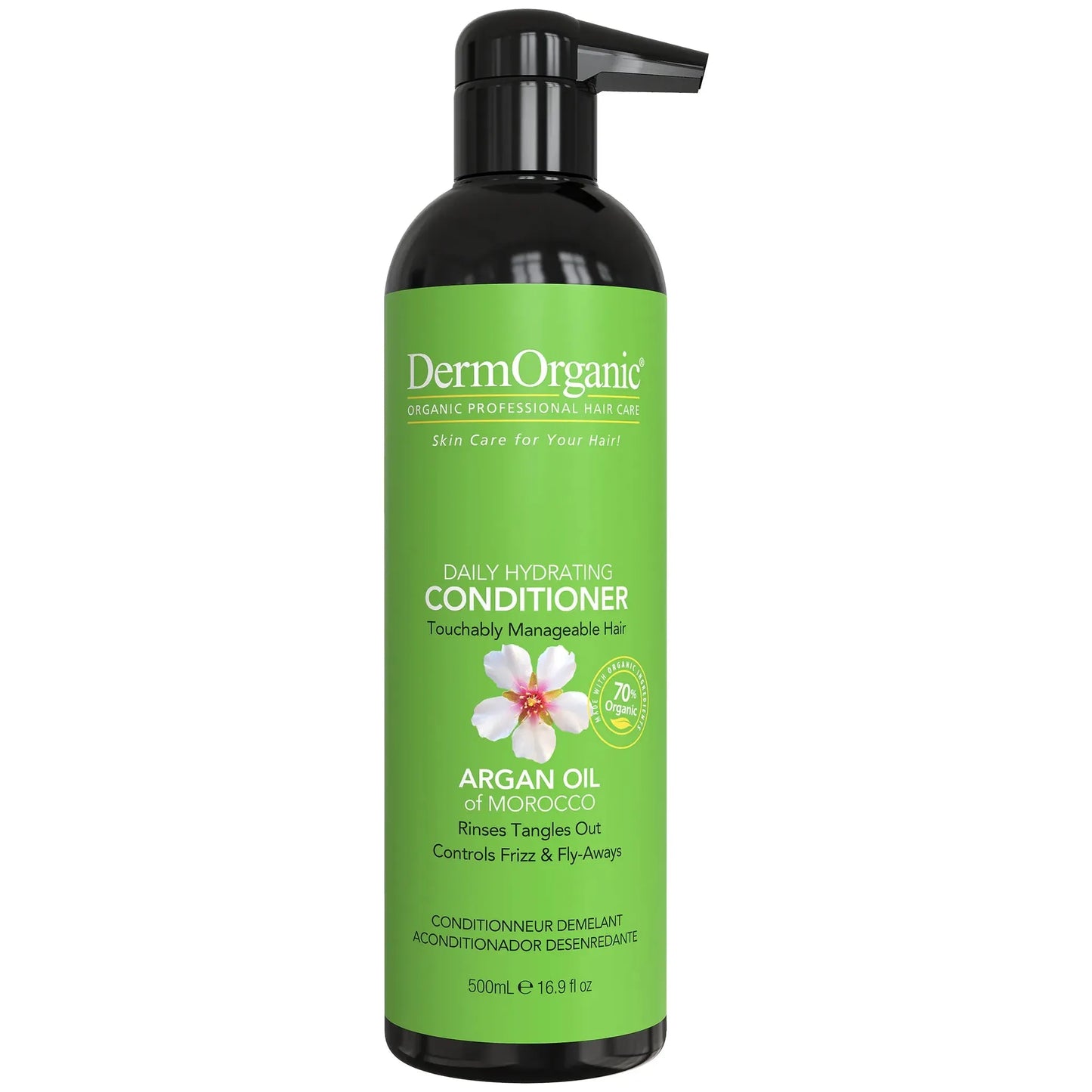 Dermorganic Daily Hydrating Conditioner in 16.9 oz bottle, moisturizing hair conditioner with natural ingredients, for soft, healthy hair.