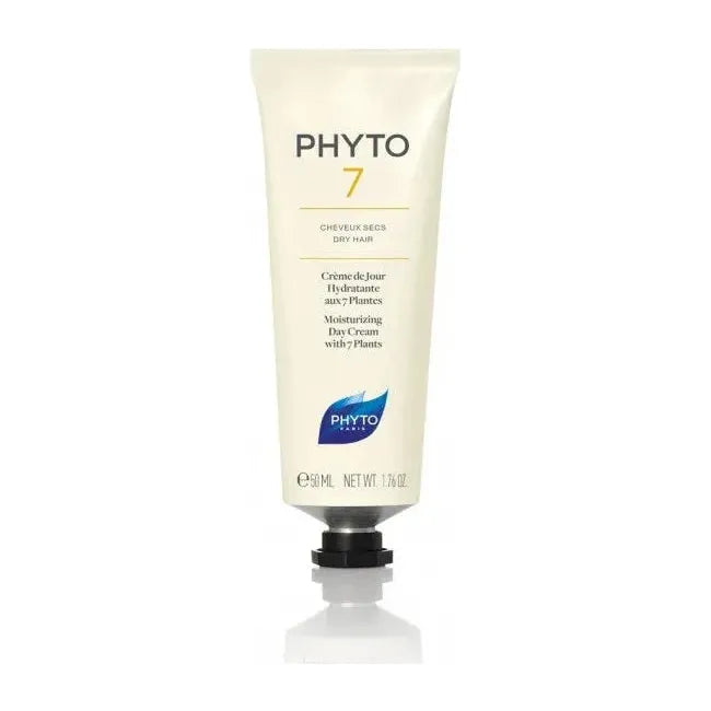 Pasteur Pharmacy Phyto 7 Hydrating Day Cream for dry hair, 1.7 oz, with a jar of the moisturizing cream on a neutral background.
