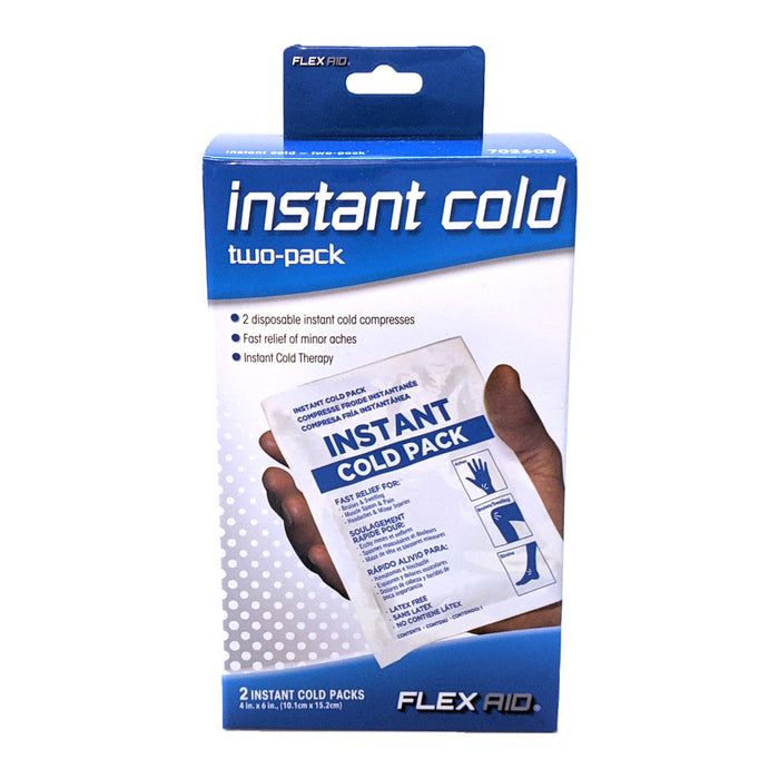 Pasteur Pharmacy Flex Aid Instant Cold Pack, 2-pack, flexible ice packs for pain relief and swelling reduction.