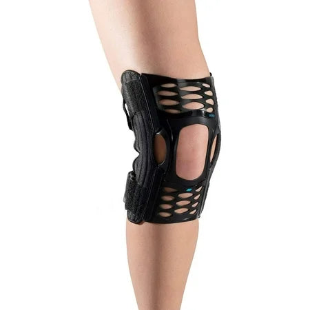 DonJoy Advantage Knee Brace DA201KS01-BLK-L in black, medium size, with Webtech Lite design for knee support and stability.