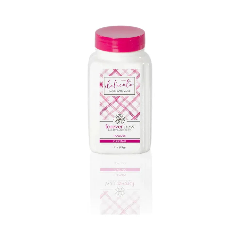 Forever New Fabric Care Wash Powder in 4 oz container, a laundry detergent by Pasteur Pharmacy for gentle fabric cleaning.