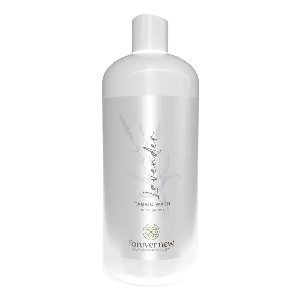 Forever New Lavender Fabric Wash laundry detergent in 16 oz bottle, gentle on fabrics, with a lavender scent for fresh laundry.