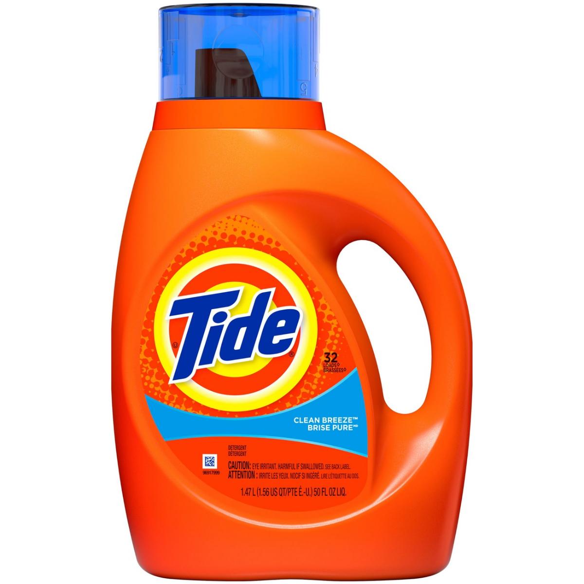 Tide Clean Breeze liquid laundry detergent in a 50 oz bottle, designed for 32 loads, from Pasteur Pharmacy.