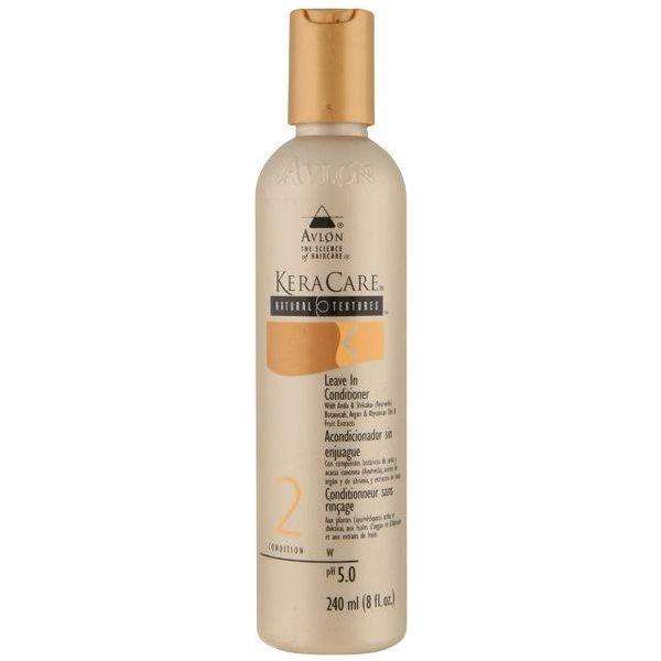 Avlon KeraCare Natural Textures Leave-In Conditioner in 8 fl oz bottle, designed for textured and natural hair care.