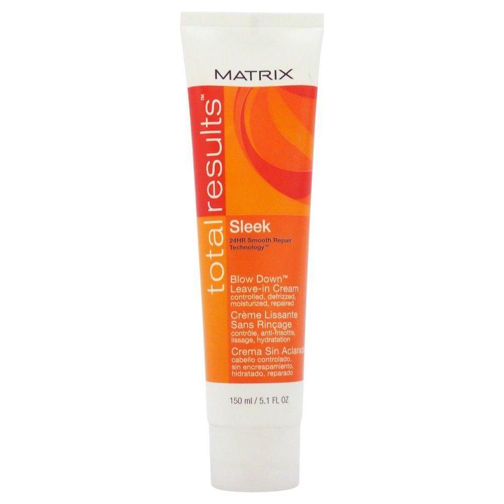Matrix Total Results Sleek Lisse Blow Down Leave-in Cream in 5.1 oz, smooths and controls frizzy hair with nourishing formula.