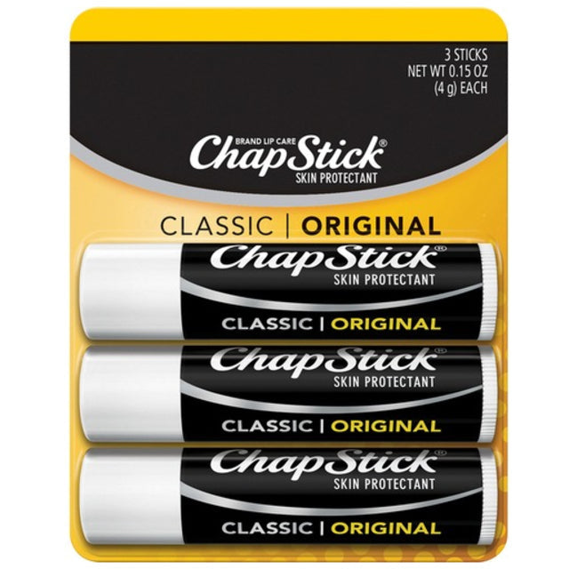 ChapStick Skin Protectant Classic Original Lip Balm pack by Pasteur Pharmacy showing six tubes of moisturizing lip balm.